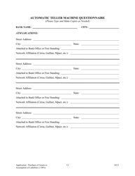 Application for Purchase of Assets or Assumption of Liabilities ( 50%) - Arkansas, Page 12