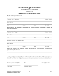 Application for Purchase of Assets or Assumption of Liabilities ( 50%) - Arkansas