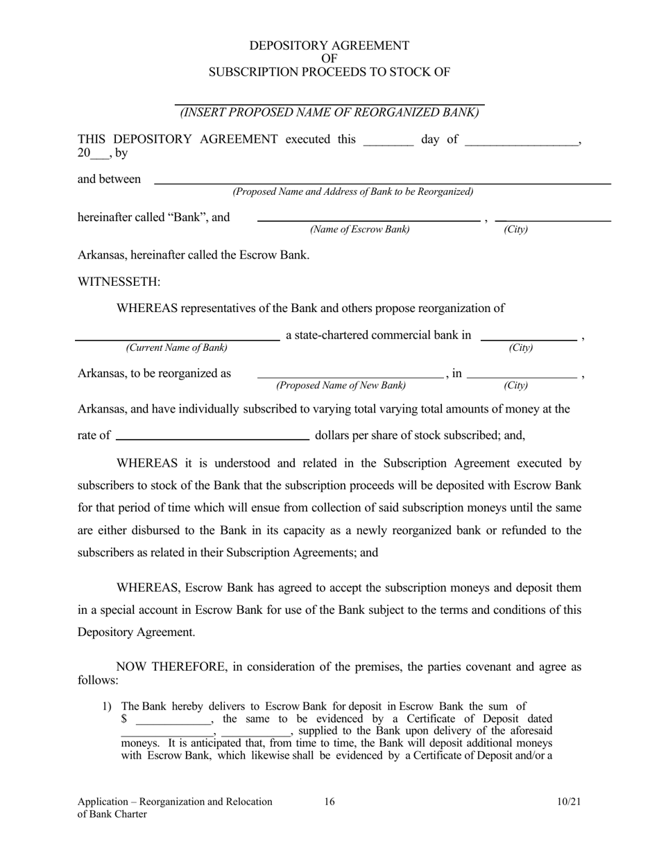 Application to Reorganize and Relocate Bank Charter - Arkansas, Page 16