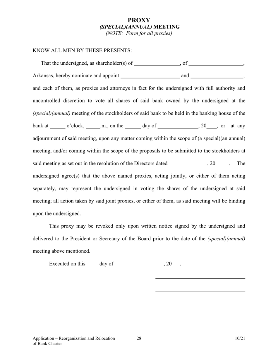 Application to Reorganize and Relocate Bank Charter - Arkansas, Page 28