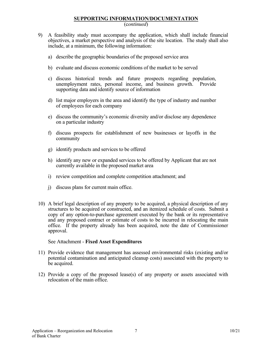Application to Reorganize and Relocate Bank Charter - Arkansas, Page 7