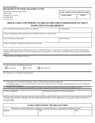 Form 79-014 Application and Permit to Obtain Specimens From Official Meat Inspection Establishment - California