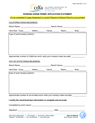 AHB Form 76-208 Working Horse Permit Application - California, Page 3