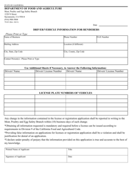 Form 79-015 &quot;Driver/Vehicle Information for Renderers&quot; - California