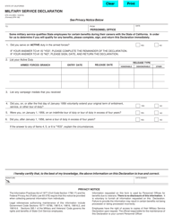 Document preview: Form STD.912 Military Service Declaration - California