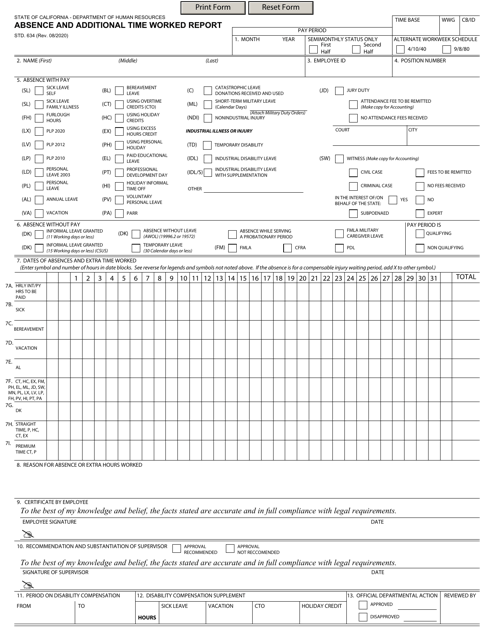 Form STD.634  Printable Pdf
