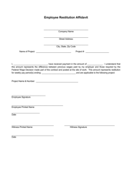 Appendix 7-3 Restitution Wages and Affidavit - California, Page 2