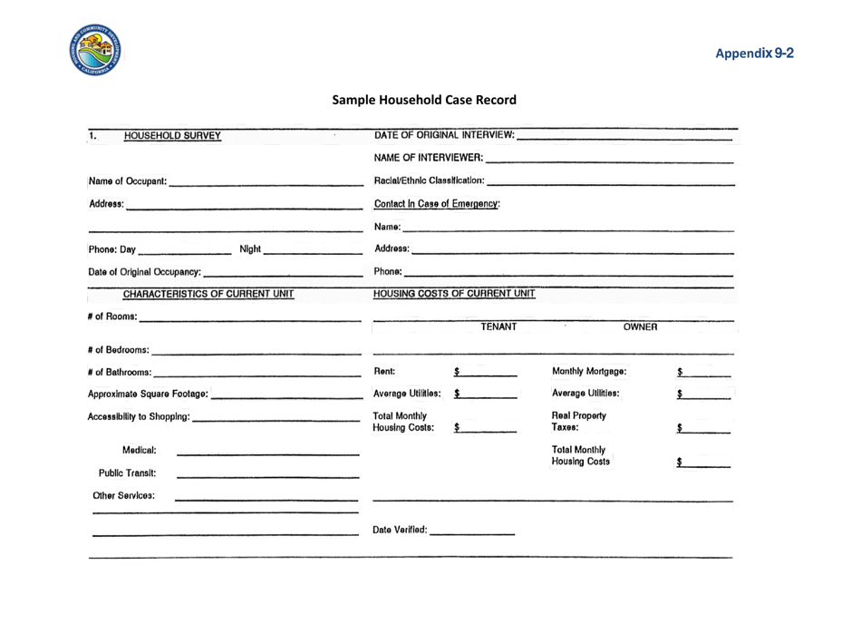 California Sample Household Case Record - Fill Out, Sign Online and ...