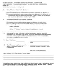 Form DFPI-25102(N) First Notice of Transaction Pursuant to Corporations Code Section 25102(N) - California, Page 2