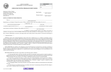 Document preview: Form DL524 ETP Employer Testing Program Surety Bond - California