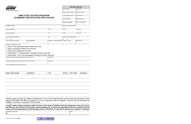 Document preview: Form DL811 ETP Examiner Certification Application - Employer Testing Program - California