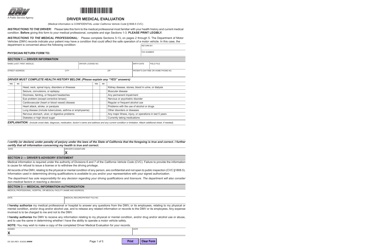 Document preview: Form DS326 Driver Medical Evaluation - California