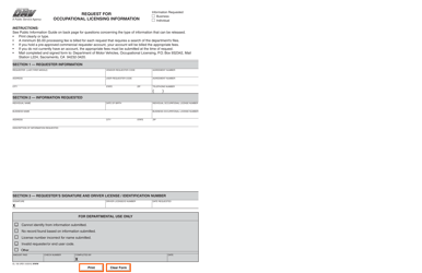 Form OL100 Request for Occupational Licensing Information - California