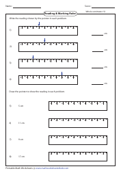Document preview: Reading & Marking Ruler Worksheet With Answer Key