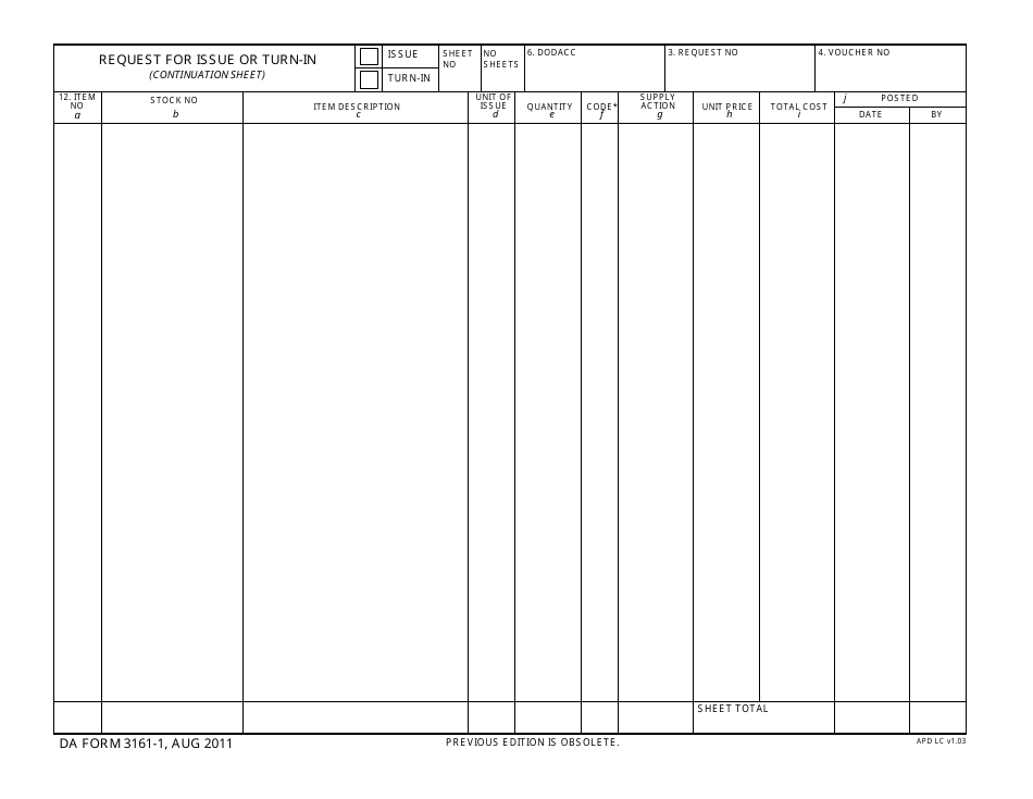 Da Form 3161-1 - Fill Out, Sign Online And Download Fillable Pdf 