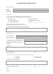 Document preview: Leave Application and Approval Form