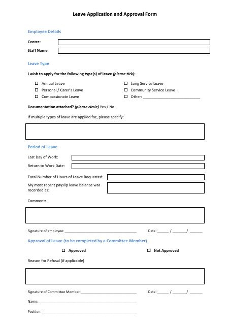 Leave Application and Approval Form Download Pdf