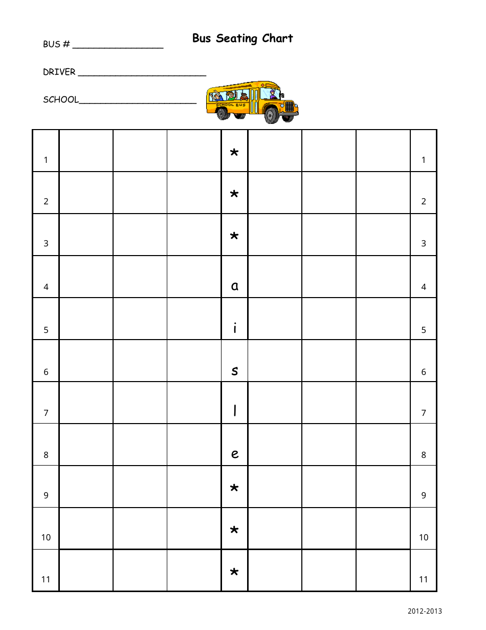 Bus Seating Chart Template Preview