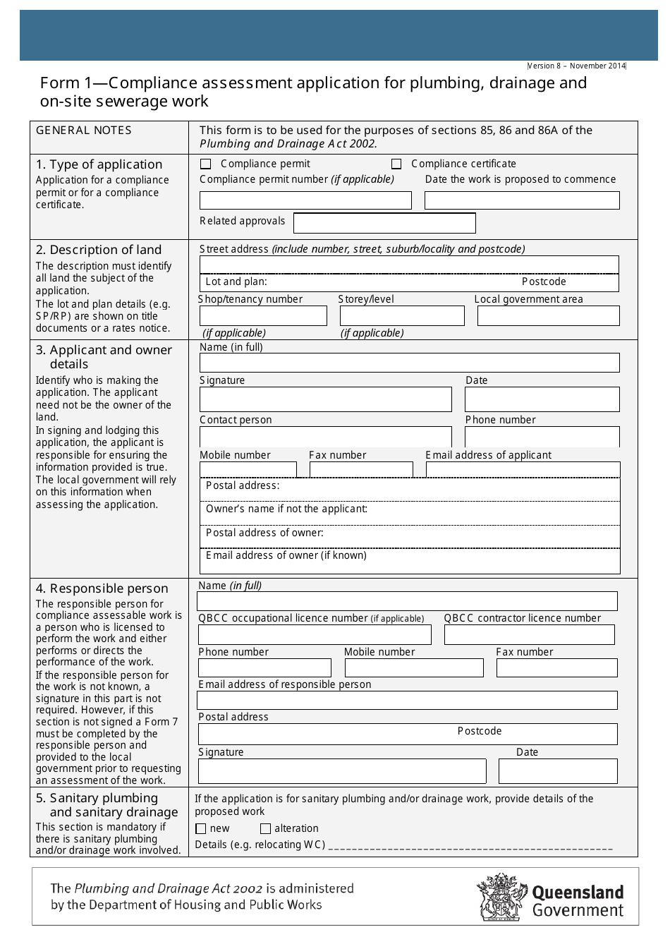 Form 1 Download Printable PDF or Fill Online Compliance