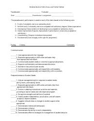 Paraeducator Evaluation Form