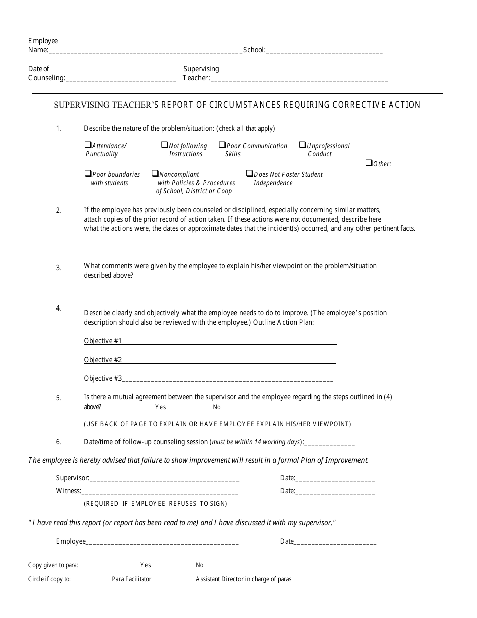 Paraeducator Evaluation Form, Page 3