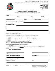 Document preview: Community Service Verification Form - Burleson High School