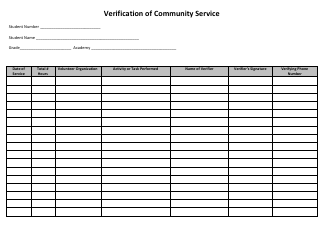 Verification Of Community Service Template Download Printable Pdf 