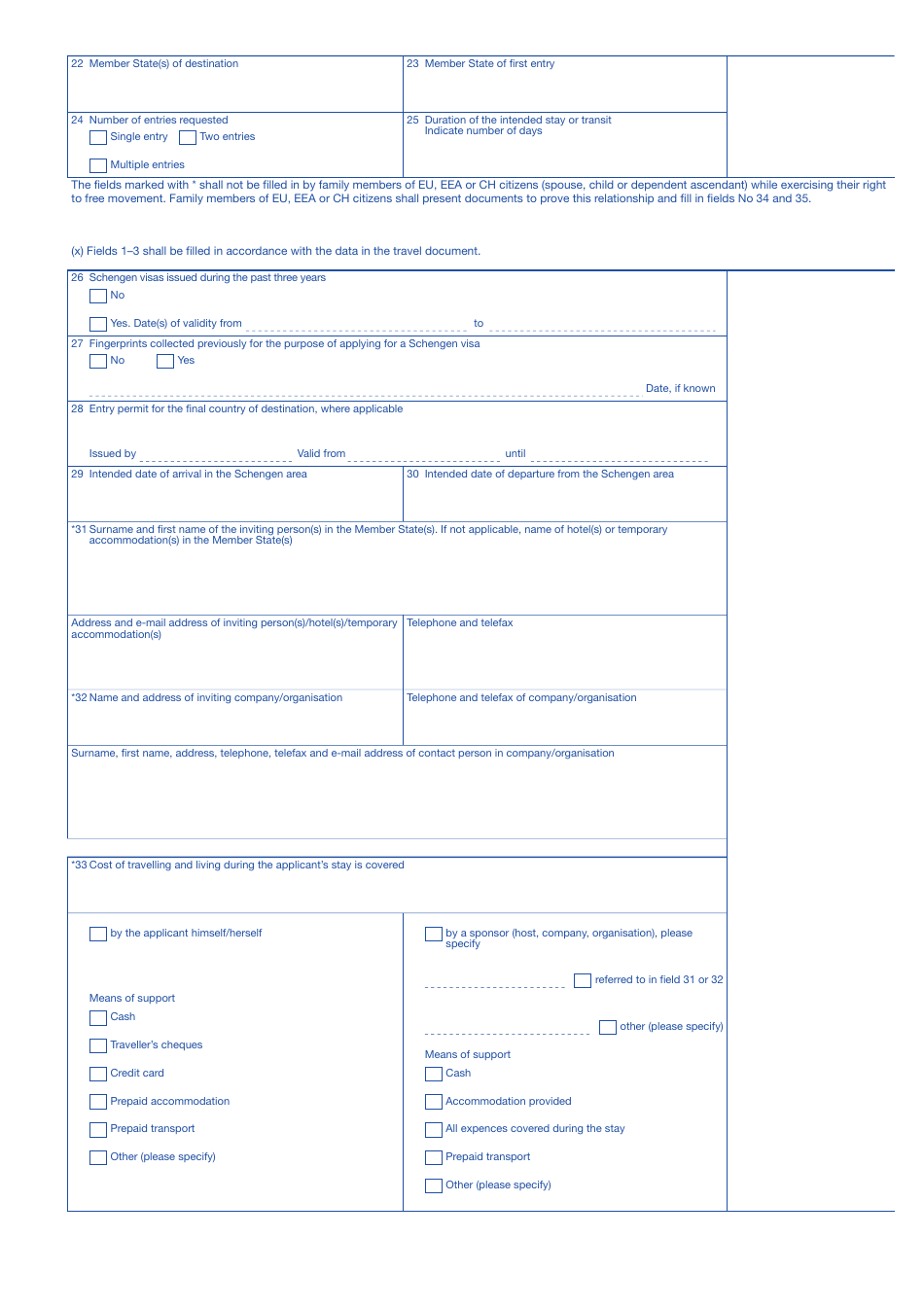 Schengen Visa Application Form - Finland, Page 2