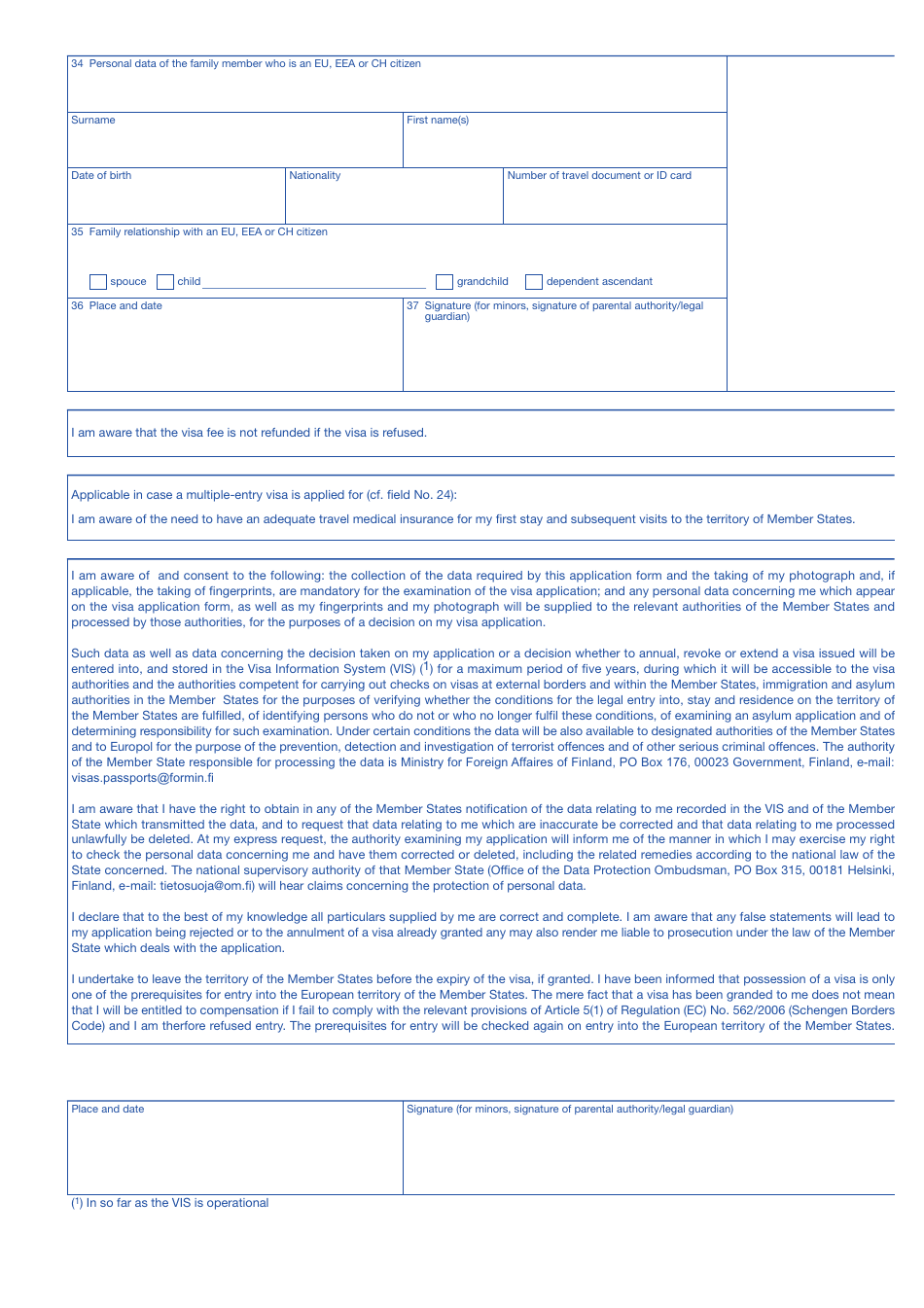 Schengen Visa Application Form - Finland, Page 3