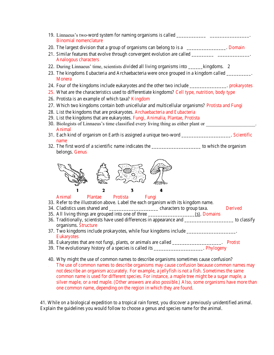 Classification Test Study Guide With Answer Key - Biology II Cp, Loudoun County Public Schools, Page 2