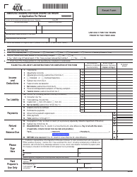 Document preview: Form 40X Amended Alabama Individual Income Tax Return or Application for Refund - Alabama