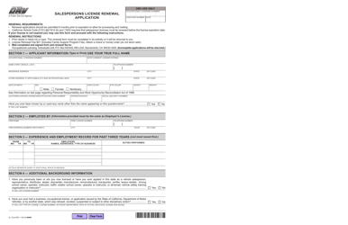 Document preview: Form OL16M Salesperson License Renewal Application - California
