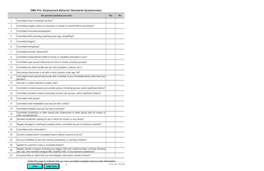 Form INV251 DMV Pre-employment Behavior Standards Questionnaire - California, Page 2