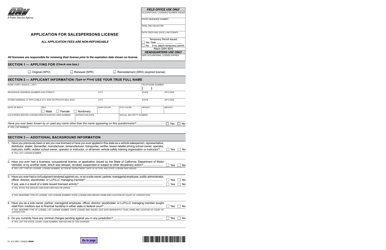 Document preview: Form OL16S Application for Salespersons License - California