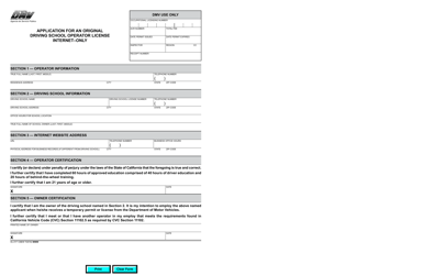 Document preview: Form OL217I Application for a Driving School Operator License - Internet Only - California