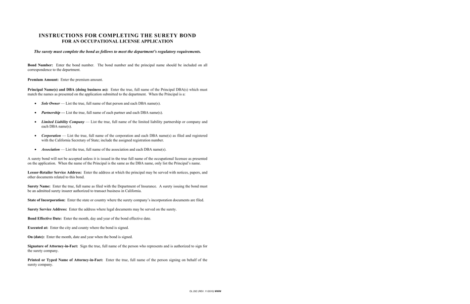 Form OL25C Lessor-Retailer Surety Bond - California, Page 2
