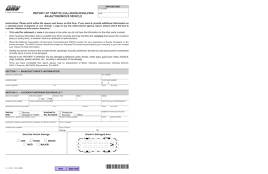 Document preview: Form OL316 Report of Traffic Collision Involving an Autonomous Vehicle - California