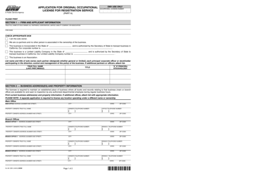Form OL601 Part A Application for Original Occupational License for Registration Service - California