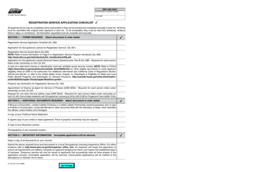 Document preview: Form OL599 Registration Service Application Checklist - California