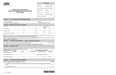 Form OL712 Traffic Violator School Branch Business Office/Classroom Application - California