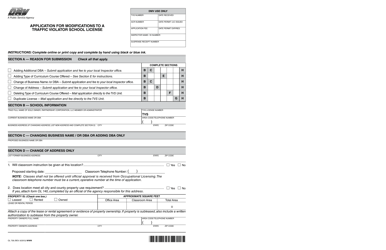 Document preview: Form OL736 Application for Modifications to a Traffic Violator School License - California