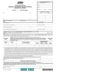 Document preview: Form OL756 Application for Renewal of Traffic Violator School Operator License - California