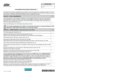 Form OL761 Tvs Owner Application Checklist - California