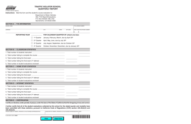 Document preview: Form OL850 Traffic Violator School Quarterly Report - California