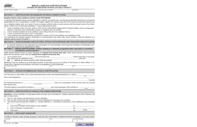 Form REG256A Miscellaneous Certifications - California