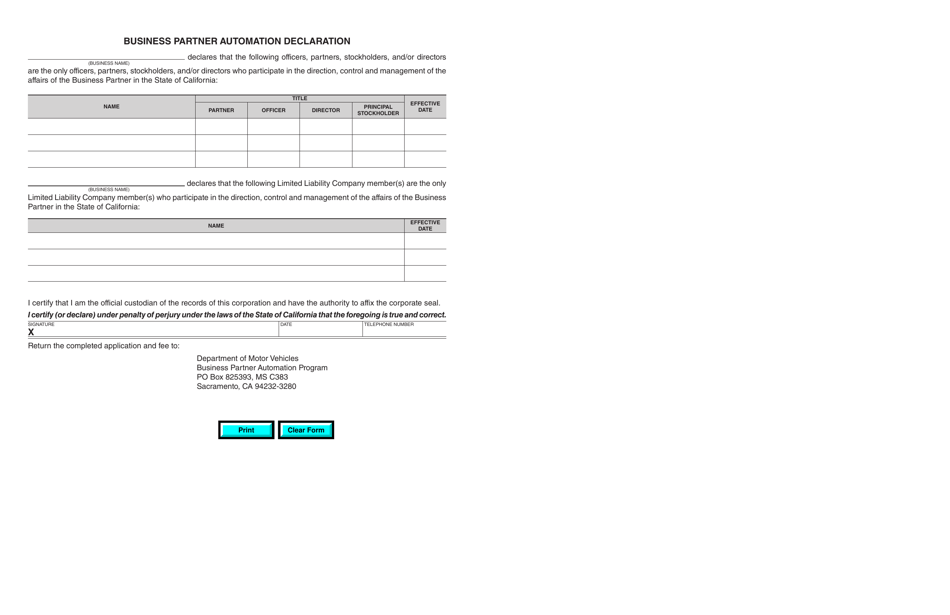 Form REG4024 Business Partner Automation Application - First-Line Service Provider - California, Page 2