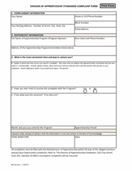 Form DAS4A &quot;Division of Apprenticeship Standards Complaint Form&quot; - California
