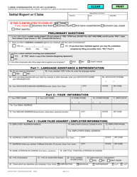 DLSE WCA Form 1 &quot;Initial Report or Claim&quot; - California