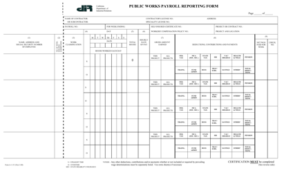 Form A-1-131 Public Works Payroll Reporting Form - California