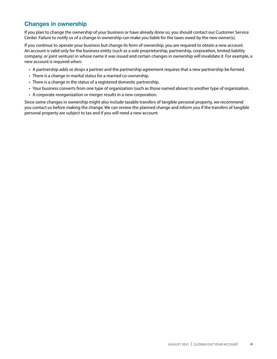 Form CDTFA-65 Notice of Closeout - California, Page 6